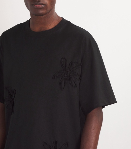 Flower-Embroidered T-Shirt