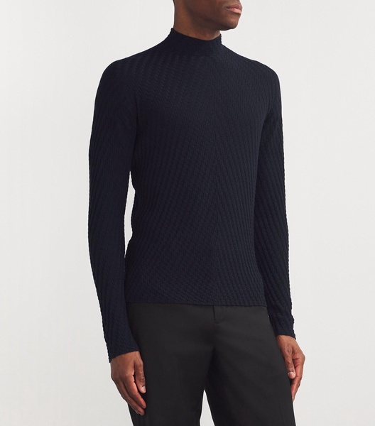 Virgin Wool-Blend Textured Sweater