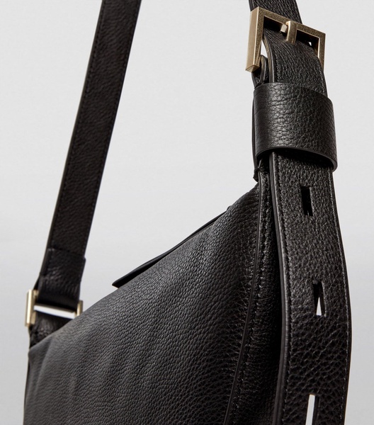 Leather Half Moon Cross-Body Bag