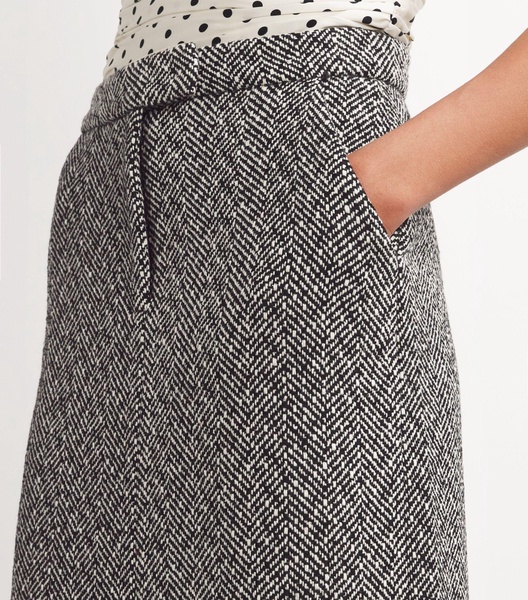 Wool-Blend Herringbone Skirt 