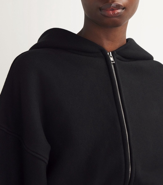 Cotton Cropped Zip-Up Hoodie 