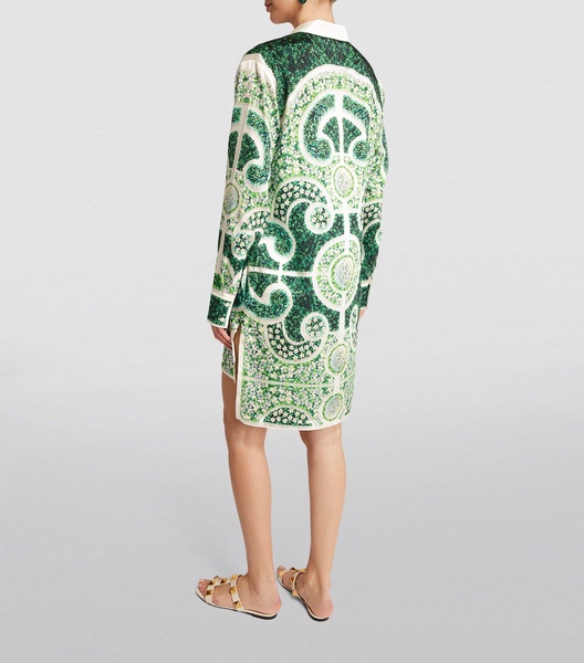 Green Topiary Shirt Midi Dress