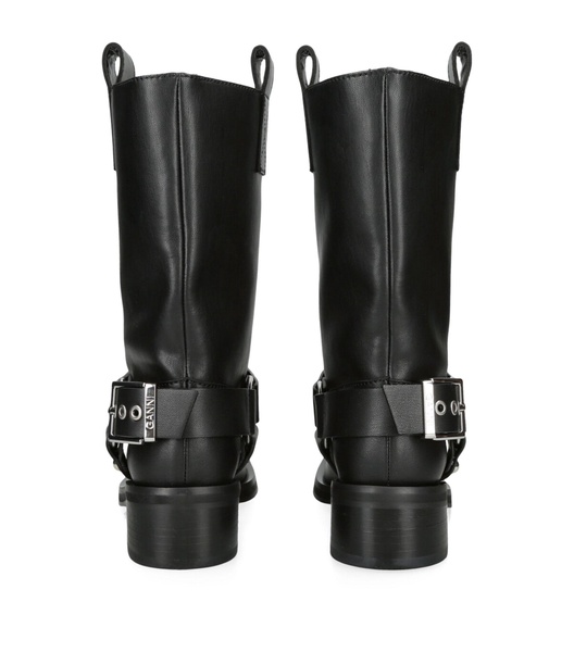 Leather Buckle Biker Boots 50