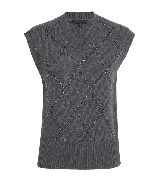 Wool-Blend Embellished Sweater Vest