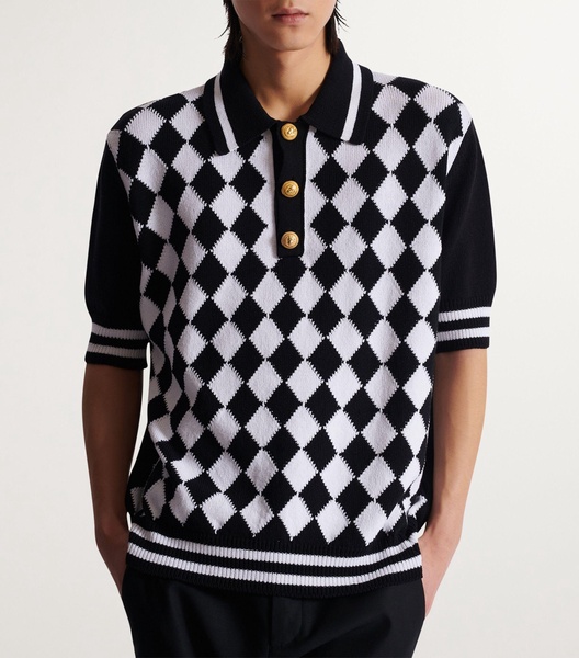 Knitted Diamond Polo Shirt 