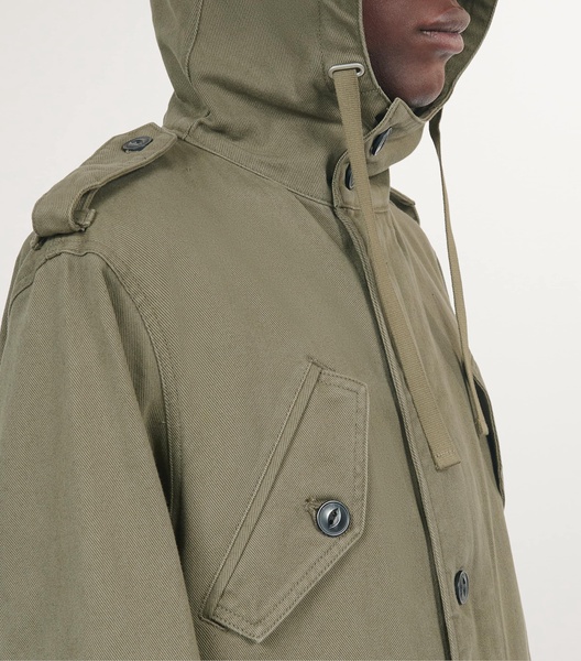 Patch-pocket relaxed-fit cotton parka coat