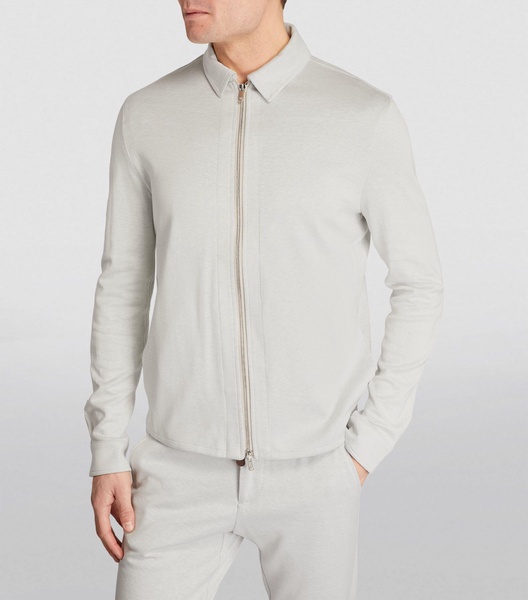 Silk-Cashmere Zip-Up Shirt