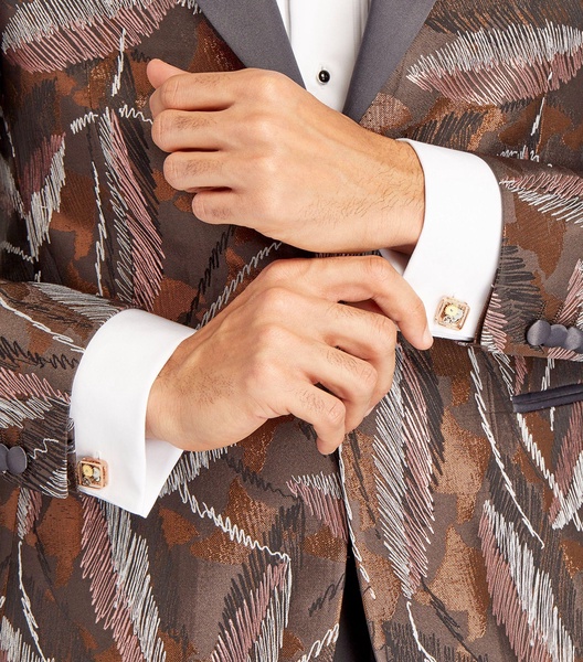 Rose Gold-Plated Square Gear Cufflinks