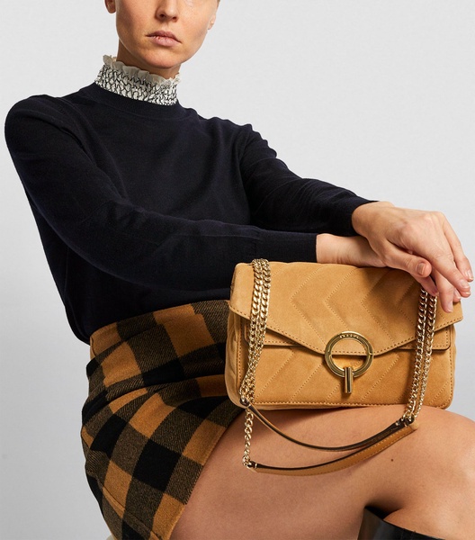 Suede Quilted Shoulder Bag