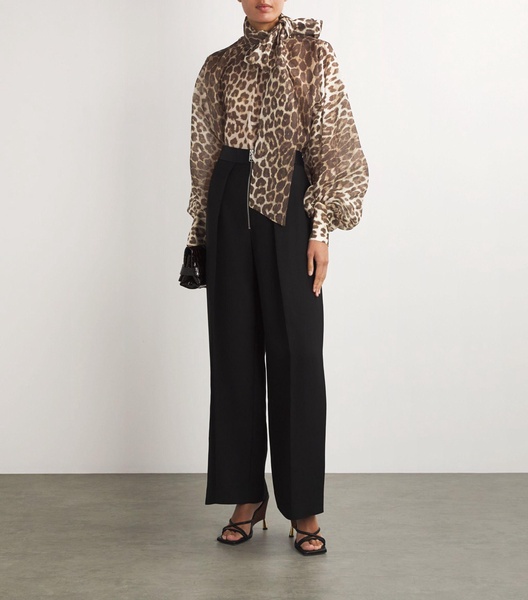 Silk Leopard Billow Blouse