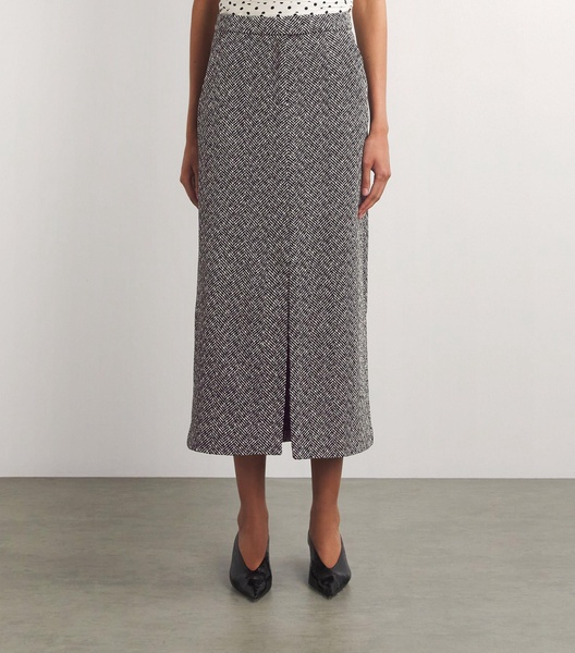 Wool-Blend Herringbone Skirt 