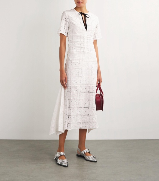 Cotton Broderie Anglaise Midi Dress