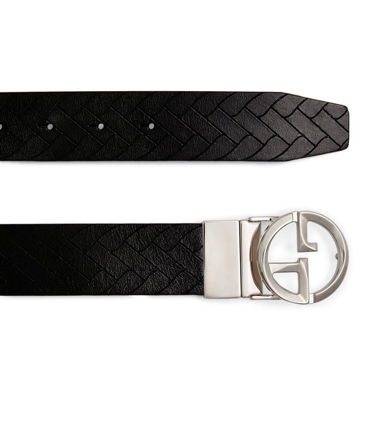 Leather Textured Logo Belt 