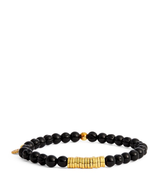 Black Agate and Gold-Plated Silver Bracelet