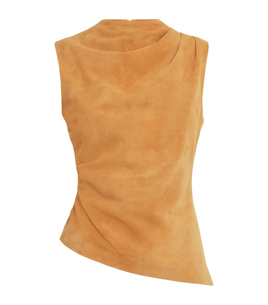 Lambskin Suede Ruched Top