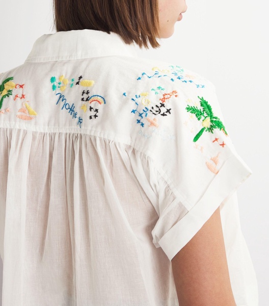 Cotton Embroidered The Gather It Up Top