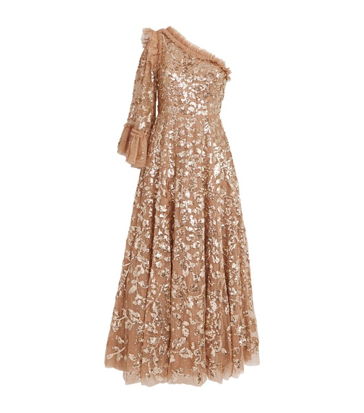 Sequin-Embellished Falling Leaves Gown 