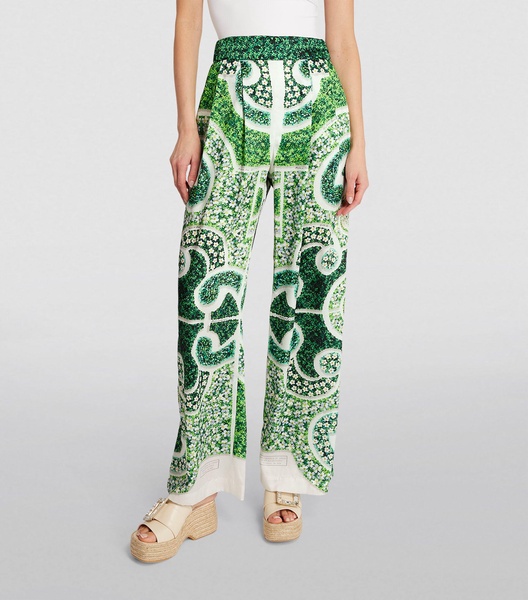 Green Topiary Wide-Leg Trousers