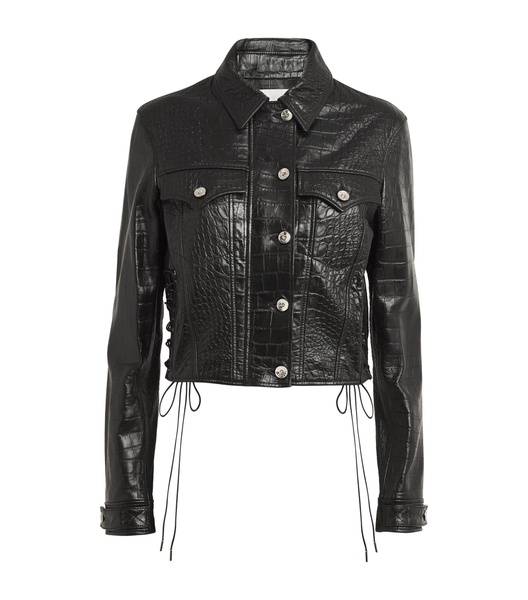 Leather Croc-Embossed Jacket 