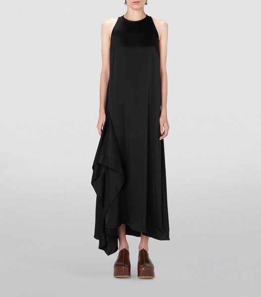 Satin Asymmetric Maxi Dress