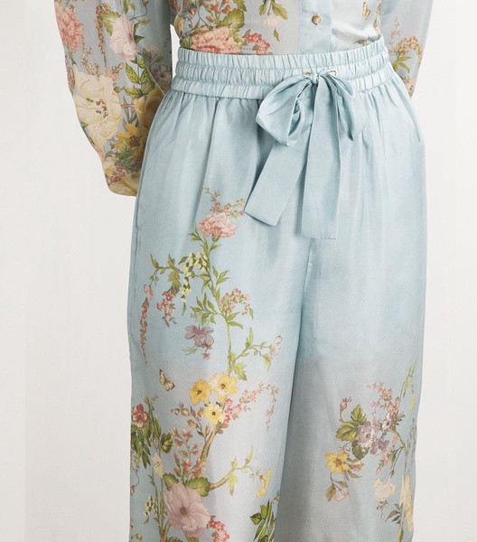 Silk Floral Waverly Wide-Leg Trousers