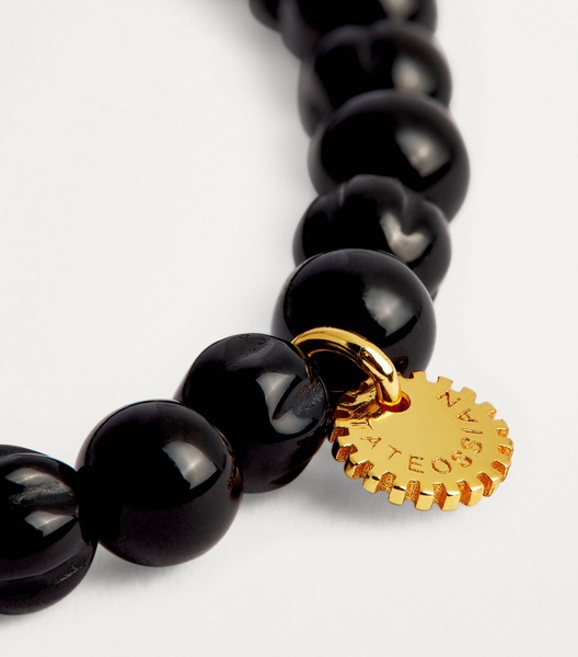 Black Agate and Gold-Plated Silver Bracelet