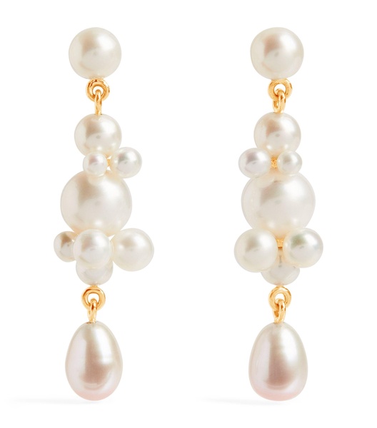 Yellow Gold and Pearl Petite Splash Earrings