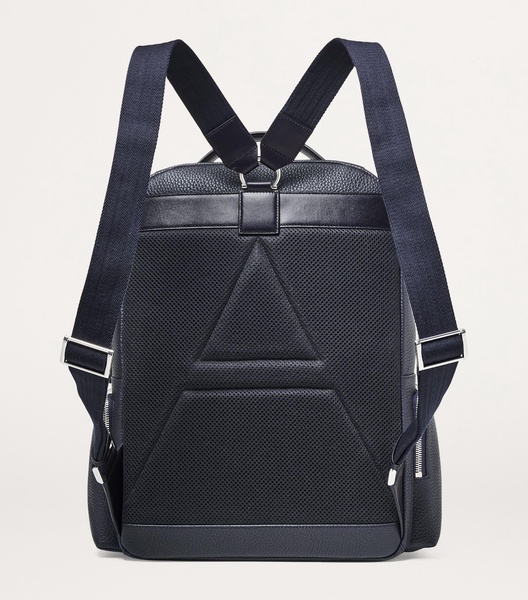 Pebbled Leather Reporter Zipped Backpack