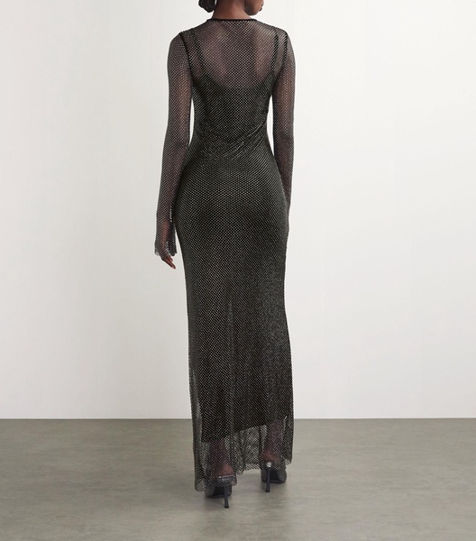 Embellished Semi-Sheer Cinese Gown