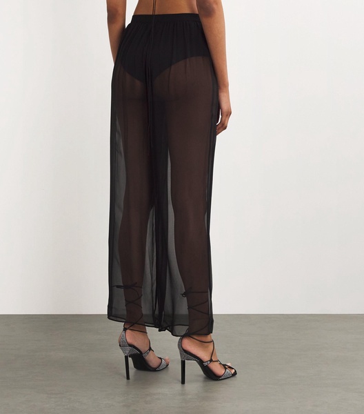 Silk Sheer Wide-Leg Trousers