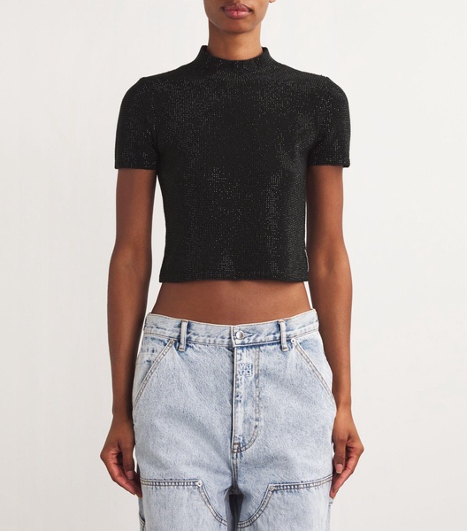 Wool-Blend Crystal Crop Top 