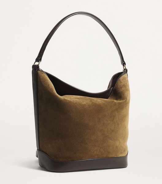 Suede-Leather Bucket Bag 