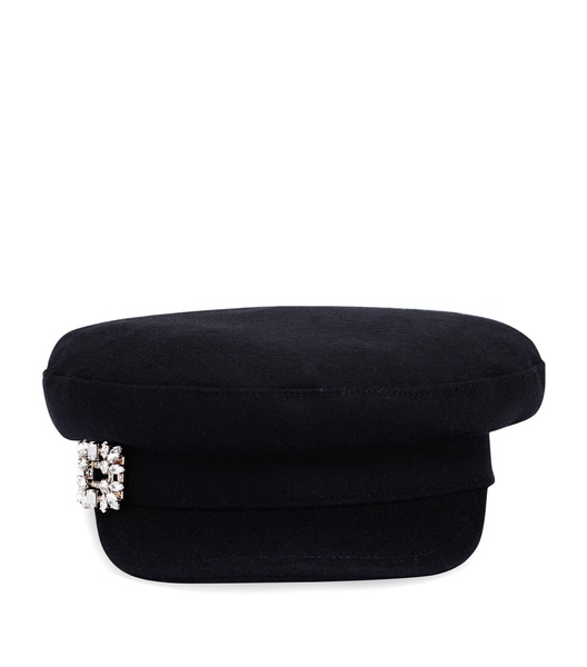 Embellished Buckle Baker Boy Cap