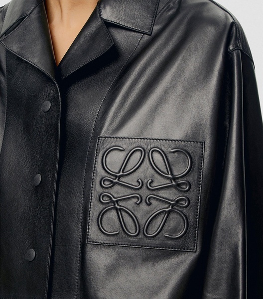 Leather Anagram-Detail Shirt