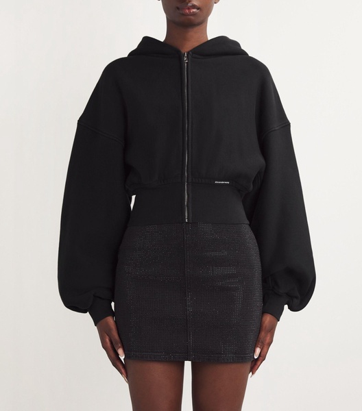 Cotton Cropped Zip-Up Hoodie 