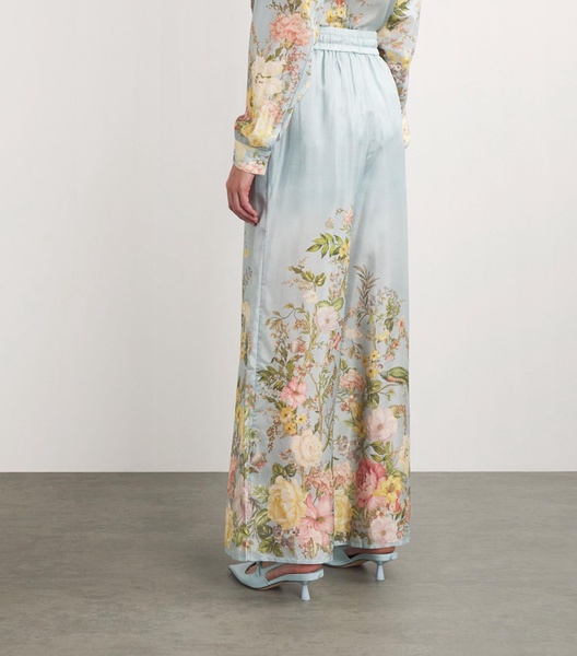 Silk Floral Waverly Wide-Leg Trousers