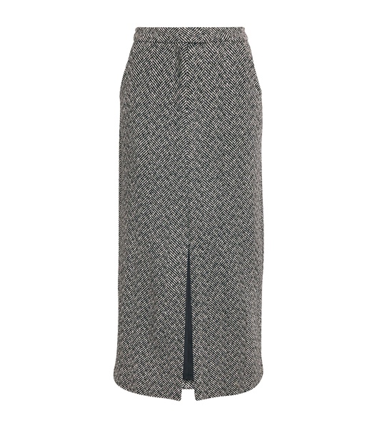 Wool-Blend Herringbone Skirt 