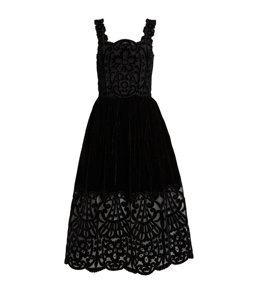 Velvet Embroidered Dana Dress