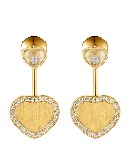 Yellow Gold and Diamond Happy Hearts Golden Hearts Earrings