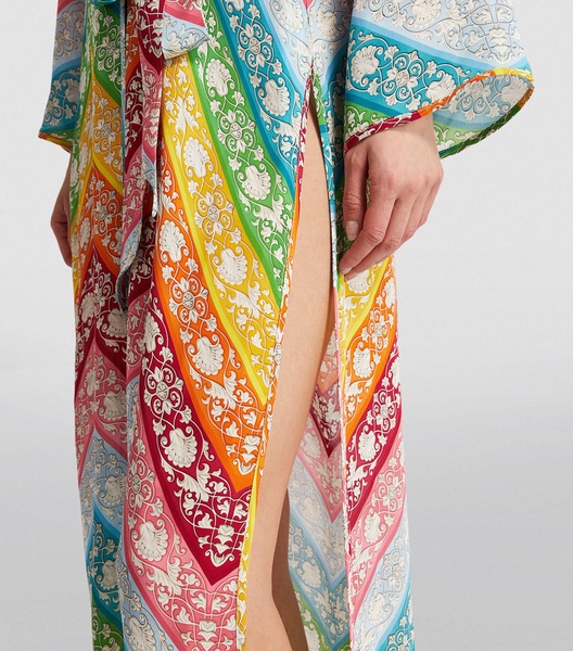 Rainbow Wrap-Around Kimono Maxi Dress