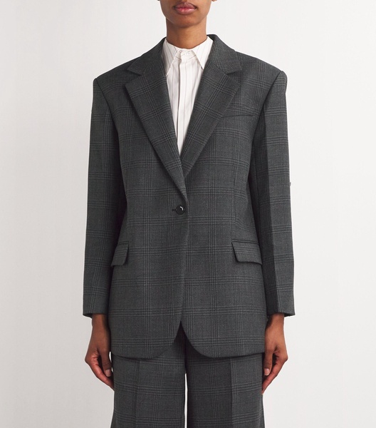 Virgin Wool Check Blazer 