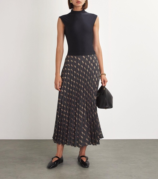 Paisley Print Pleated Skirt