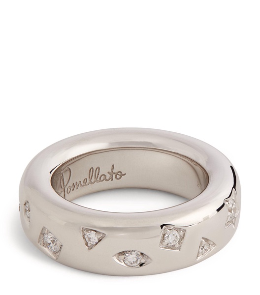 Rhodium-Plated White Gold and Diamond Medium Iconica Ring