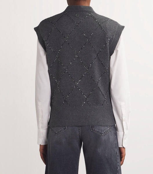 Wool-Blend Embellished Sweater Vest