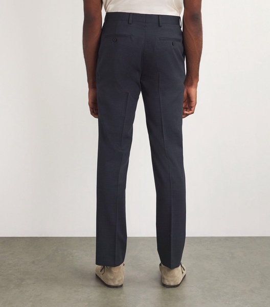 Virgin Wool Check Straight Trousers 