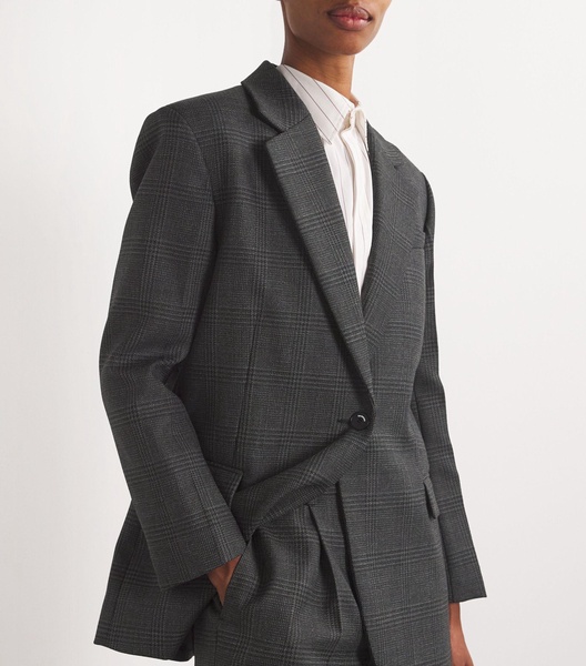 Virgin Wool Check Blazer 