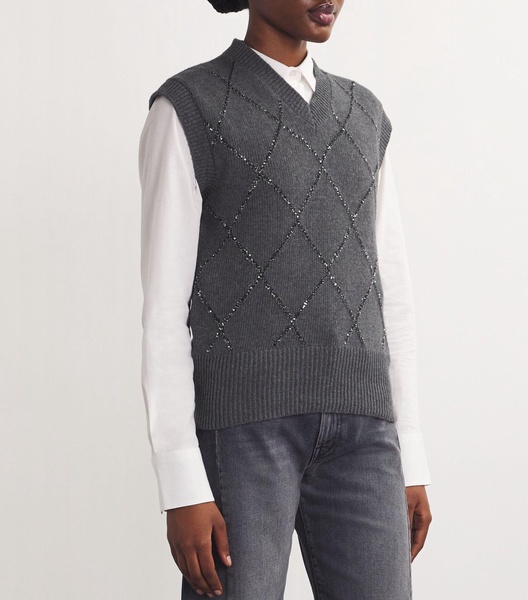 Wool-Blend Embellished Sweater Vest