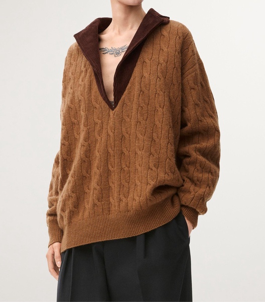 Cashmere-Blend V-Neck Sweater