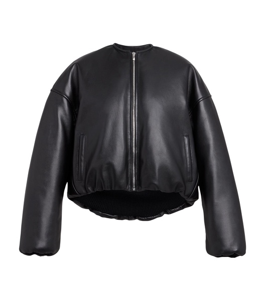 Leather Padded Bomber Jacket