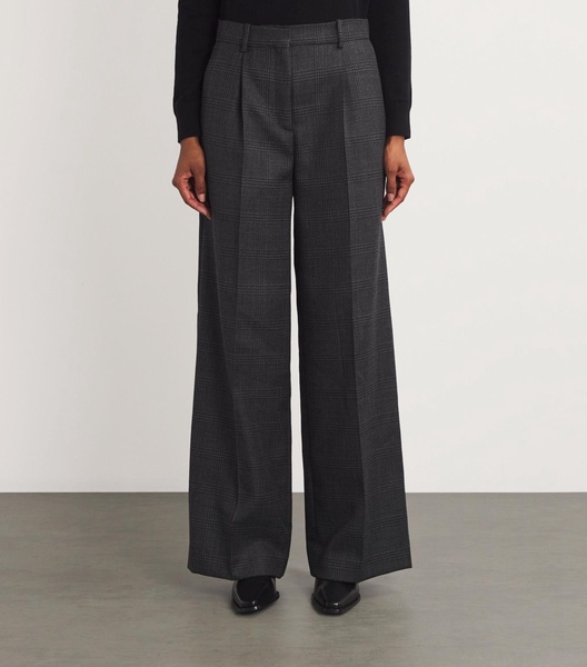 Virgin Wool Check Trousers